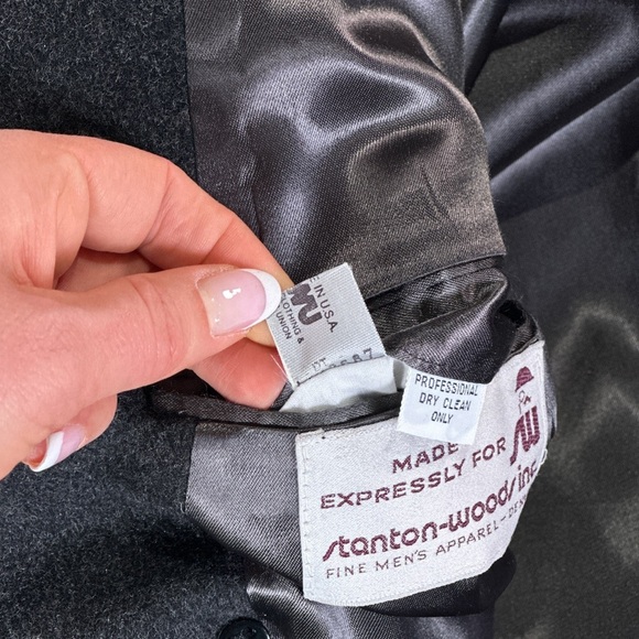 Stanton Wood USA Made Wool Overcoat Double Breasted Mens Large - Picture 12 of 16